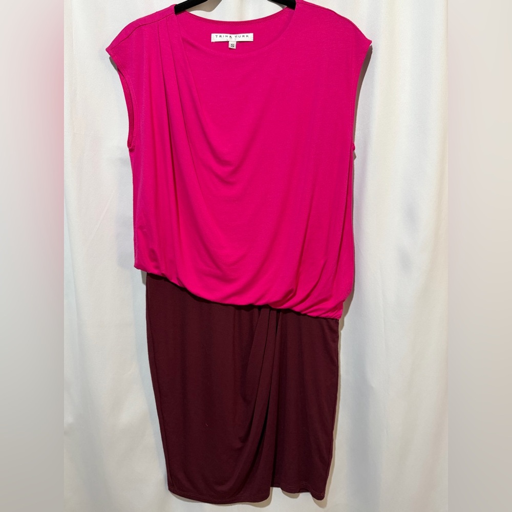 Trina Turk 5th Avenue Colorblocked Blouson Minidress Bryant Park Radio City Rose